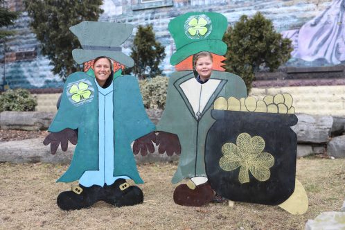 Chris and MJ Cassey look through St. Patrick's Day decorations.